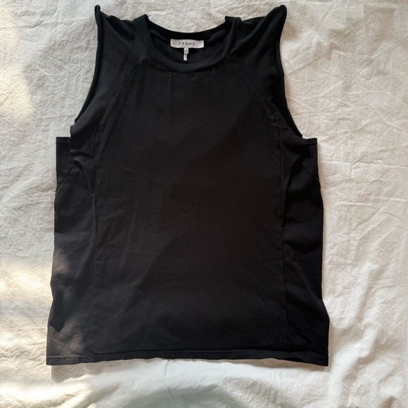 Frame Sleeveless Black Top with Ruffle Detail. Size M - Picture 3 of 7